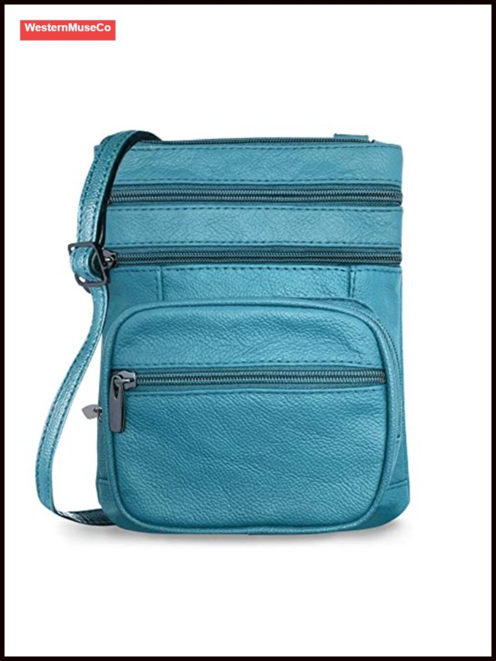 Genuine Leather Crossbody Sling Bag Multi-Pocket Organizer Purse